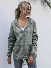 Load image into Gallery viewer, Drawstring Zip-Up Hooded Jacket