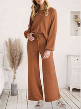 Load image into Gallery viewer, Long Sleeve Lounge Top and Drawstring Pants Set