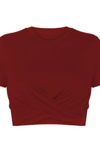 Load image into Gallery viewer, Round Neck Short Sleeve Crisscross Tee