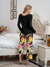 Load image into Gallery viewer, Round Neck Top and Printed Pants Lounge Set