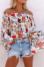 Load image into Gallery viewer, Printed Off Shoulder Flare Sleeve Blouse