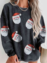 Load image into Gallery viewer, Sequin Santa Patch Ribbed Sweatshirt