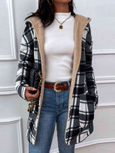 Load image into Gallery viewer, Plaid Hooded Longline Coat