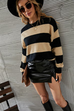 Load image into Gallery viewer, Two-Tone Round Neck Dropped Shoulder Sweater