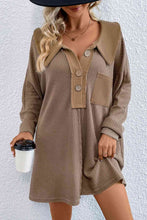 Load image into Gallery viewer, Waffle Knit Buttoned Long Sleeve Top with Breast Pocket