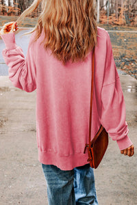 Sequin Santa Round Neck Slit Sweatshirt