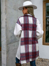 Load image into Gallery viewer, Plaid Dropped Shoulder Longline Coat