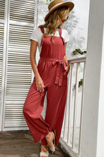 Load image into Gallery viewer, Tie-Waist Wide Leg Overalls with Pockets