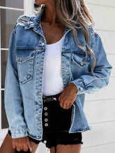 Load image into Gallery viewer, Distressed Snap Down Denim Jacket