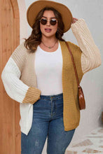 Load image into Gallery viewer, Plus Size Color Block Dropped Shoulder Cardigan