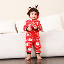 Load image into Gallery viewer, Santa Print Hooded Jumpsuit