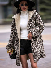 Load image into Gallery viewer, Leopard Hooded Coat with Pockets