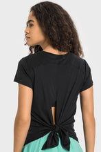 Load image into Gallery viewer, Tie Back Short Sleeve Sports Tee