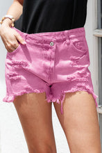Load image into Gallery viewer, Asymmetrical Distressed Denim Shorts