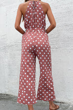 Load image into Gallery viewer, Polka Dot Grecian Wide Leg Jumpsuit