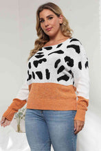 Load image into Gallery viewer, Plus Size Leopard Round Neck Long Sleeve Sweater