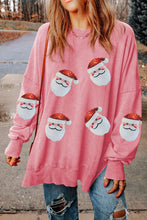 Load image into Gallery viewer, Sequin Santa Round Neck Slit Sweatshirt