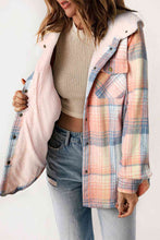 Load image into Gallery viewer, Plaid Snap Down Hooded Jacket