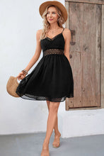 Load image into Gallery viewer, Swiss Dot Spaghetti Strap Spliced Lace Dress