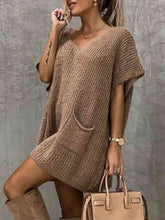 Load image into Gallery viewer, Short Sleeve Sweater Dress with Pockets