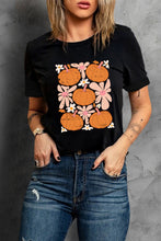 Load image into Gallery viewer, Round Neck Short Sleeve Pumpkin Graphic T-Shirt