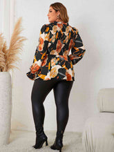 Load image into Gallery viewer, Plus Size Elastic Detail Long Sleeve Floral Babydoll Top