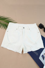 Load image into Gallery viewer, Frayed Hem Distressed Denim Shorts with Pockets