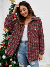 Load image into Gallery viewer, Plaid Collared Neck Button Front Jacket