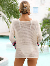 Load image into Gallery viewer, Rainbow Stripe Openwork Boat Neck Cover-Up