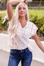 Load image into Gallery viewer, Multicolored Stripe Notched Neck Blouse