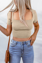 Load image into Gallery viewer, Lace-Up Square Neck Crop Top