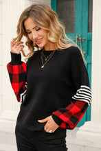 Load image into Gallery viewer, Mixed Print Curved Hem Knit Pullover