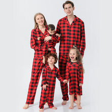 Load image into Gallery viewer, Baby Plaid Collared Neck Long Sleeve Jumpsuit