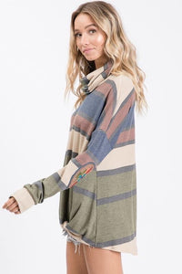 Elbow Patch Striped Tunic