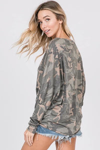 Camo Off Shoulder Top