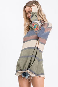 Elbow Patch Striped Tunic