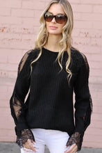 Load image into Gallery viewer, Black Peekaboo Lace Sleeve Sweater