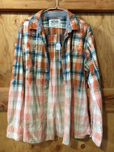 Load image into Gallery viewer, Orange &amp; Navy hand dipped vintage flannel Large