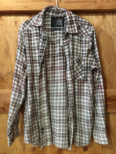 Brown/Taupe hand dipped vintage flannel XL