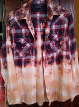 Load image into Gallery viewer, Navy/burgundy/pink hand dipped vintage flannel Medium