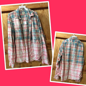 Blue/Red/Grey hand dipped vintage flannel XL
