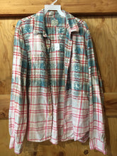 Load image into Gallery viewer, Blue/Red/Grey hand dipped vintage flannel XL